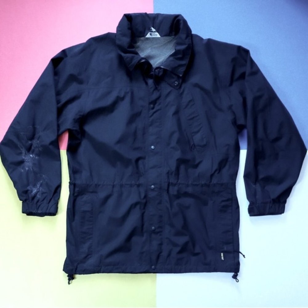 ** MEC Gore-Tex Black Hooded Front Zip Rain Jacket Size S